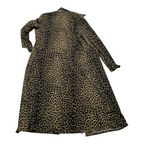 Vestido Brooks Brothers Mujer Talla L Estampado Leopardo Midi Manga Larga con Cinturón Elegante