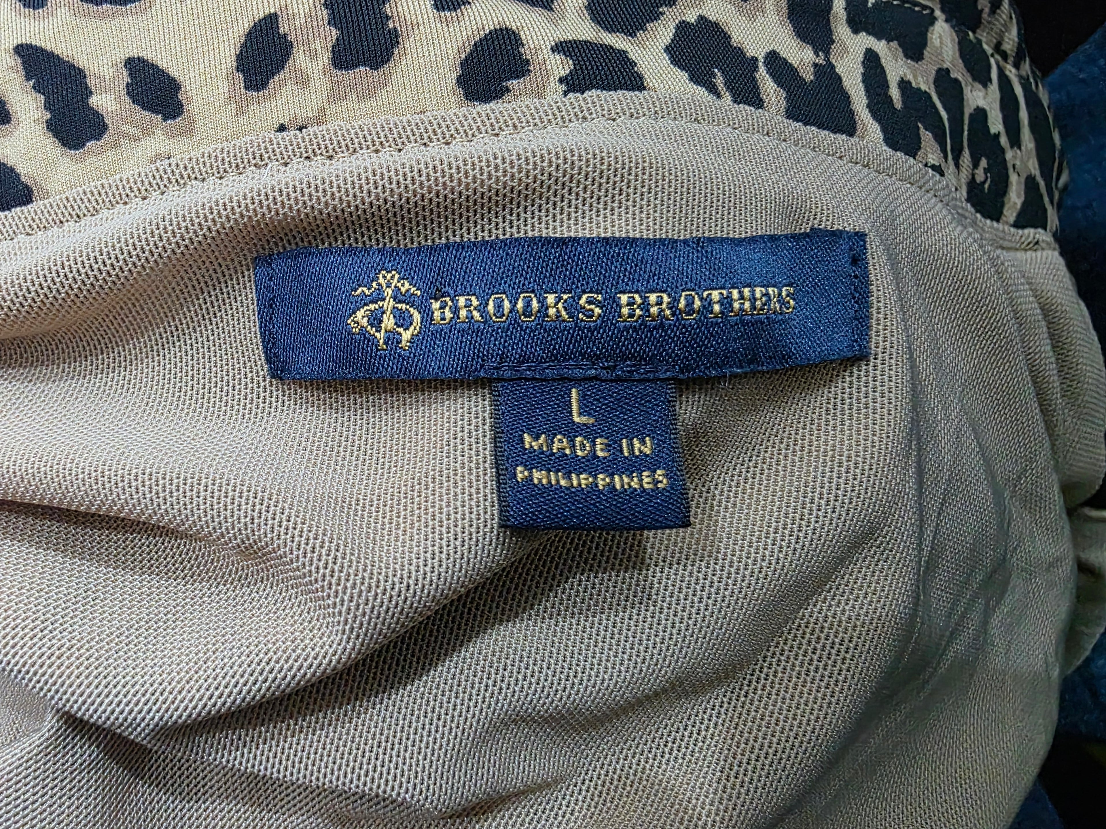 Vestido Brooks Brothers Mujer Talla L Estampado Leopardo Midi Manga Larga con Cinturón Elegante
