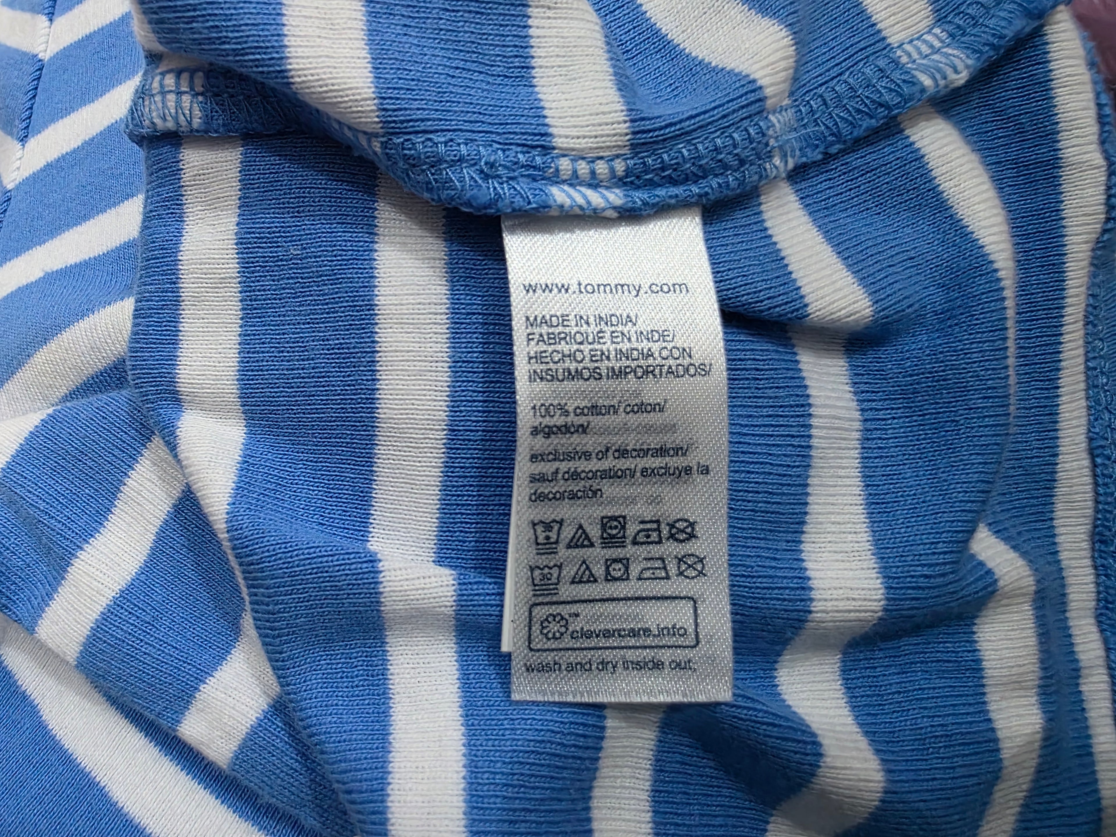 Playera Tommy Hilfiger de Mujer azul celeste rayada XXL