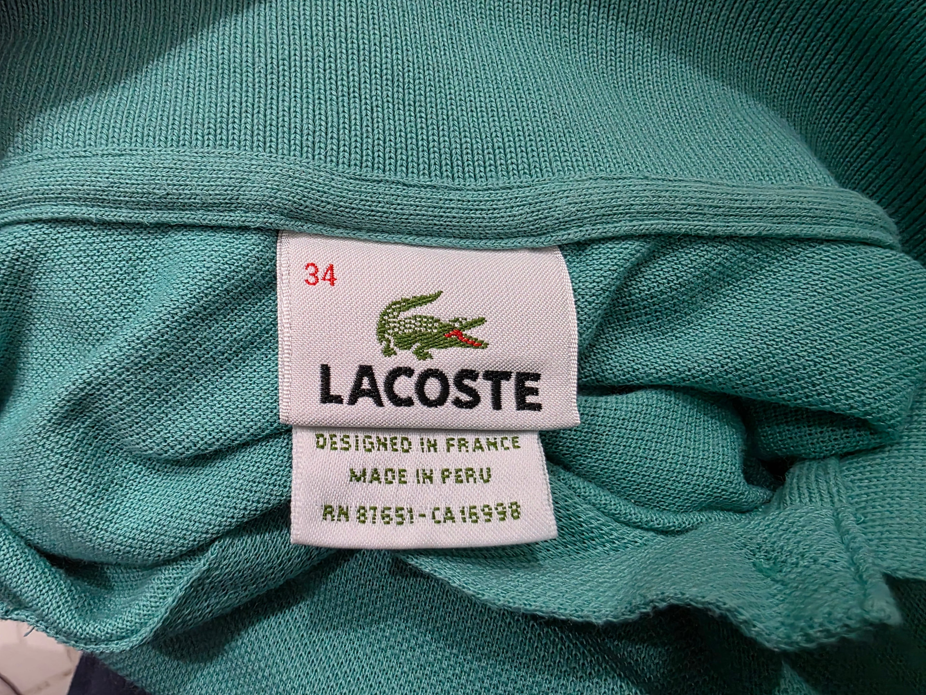 Playera Lacoste de Mujer talla 34 color turquesa