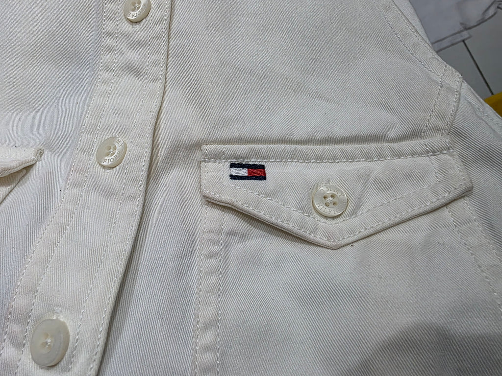 Vestido Tommy Hilfiger Blanco Camisero Halter Original talla 0
