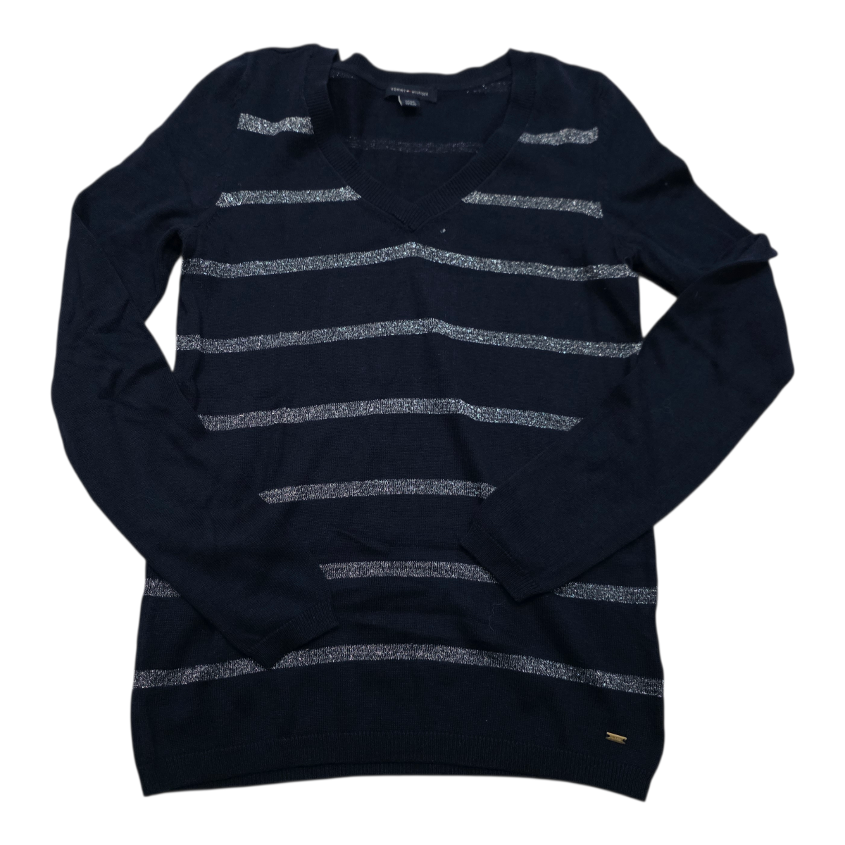 Sueter Tommy Hilfiger de Mujer extra chico azul con lineas plateada