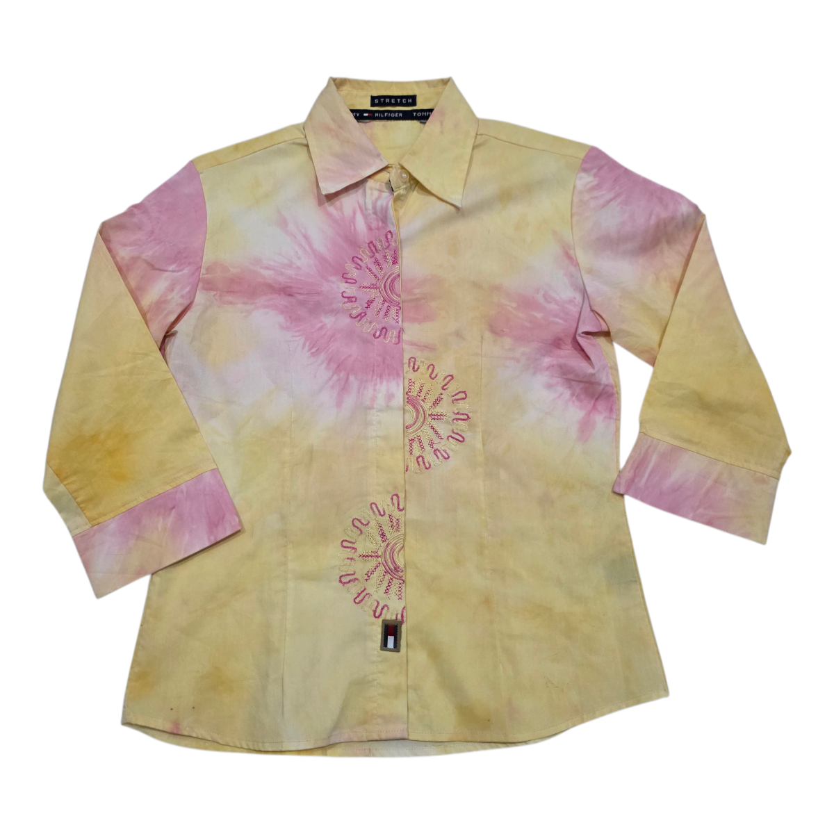 Camisa Tommy Hilfiger amarilla/rosa de Mujer manga 3/4