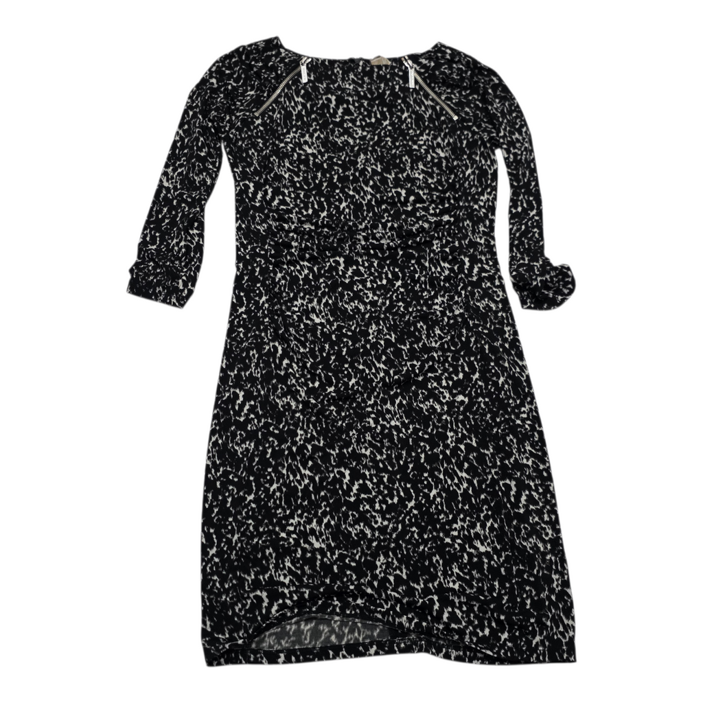 Michael Kors Vestido Negro Print Blanco Manga 3/4 talla Chica