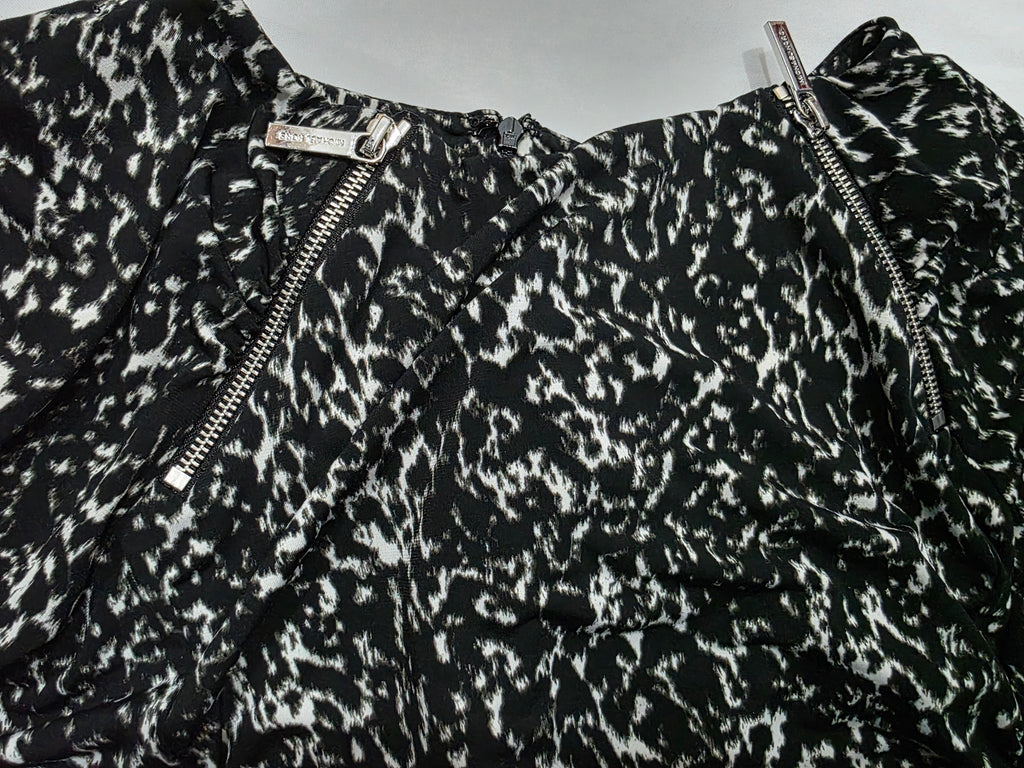Michael Kors Vestido Negro Print Blanco Manga 3/4 talla Chica