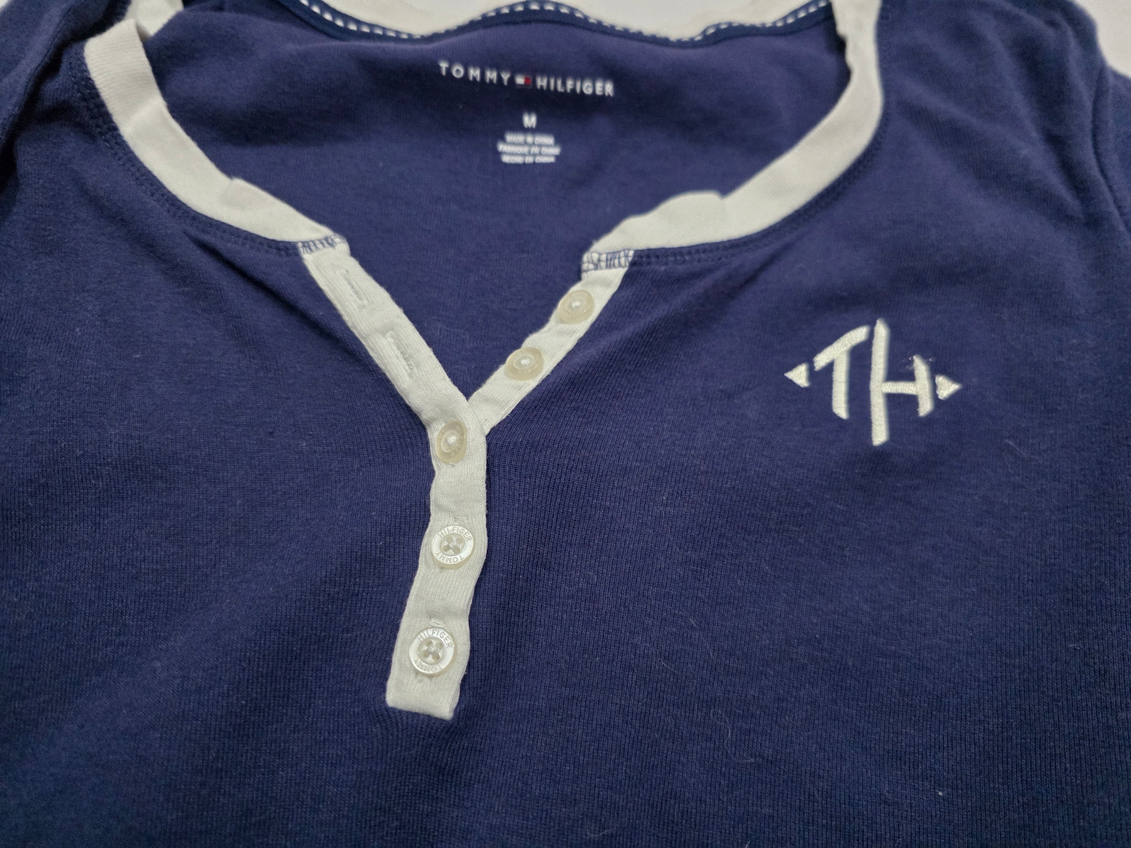 Playera Sleepwear Tommy Hilfiger de Mujer azul con blanco