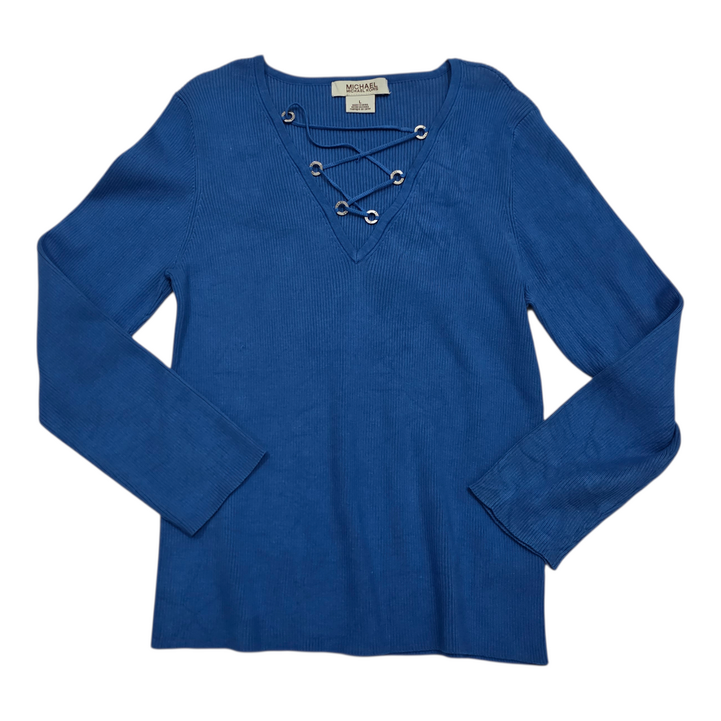 Playera Michael Kors color azul celeste de Mujrr manga larga Grande