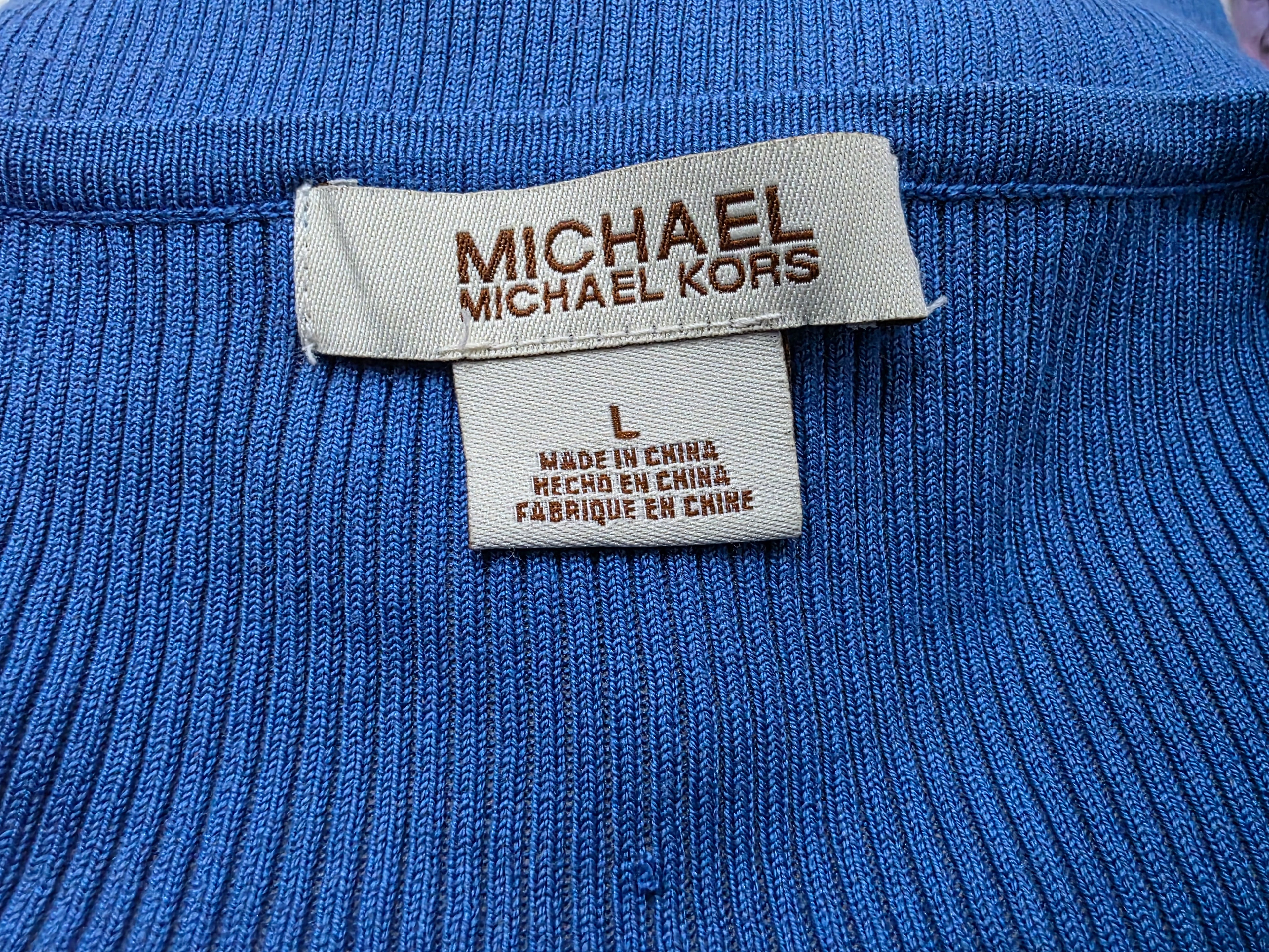 Playera Michael Kors color azul celeste de Mujrr manga larga Grande