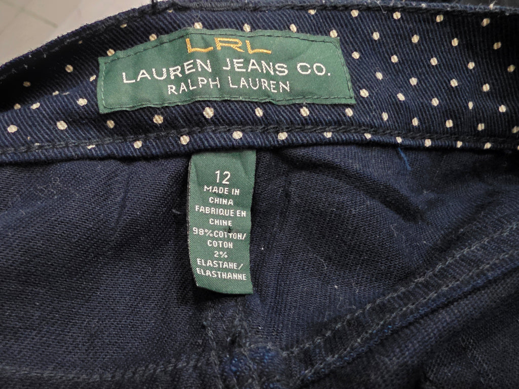 Pantalon Ralph Lauren de Mujer talla 12 azul marino con lunares