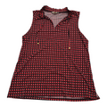 Blusa Michael Kors sin mangas negro/naranja cuadros con cordones