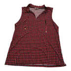 Blusa Michael Kors sin mangas negro/naranja cuadros con cordones