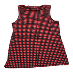 Blusa Michael Kors sin mangas negro/naranja cuadros con cordones
