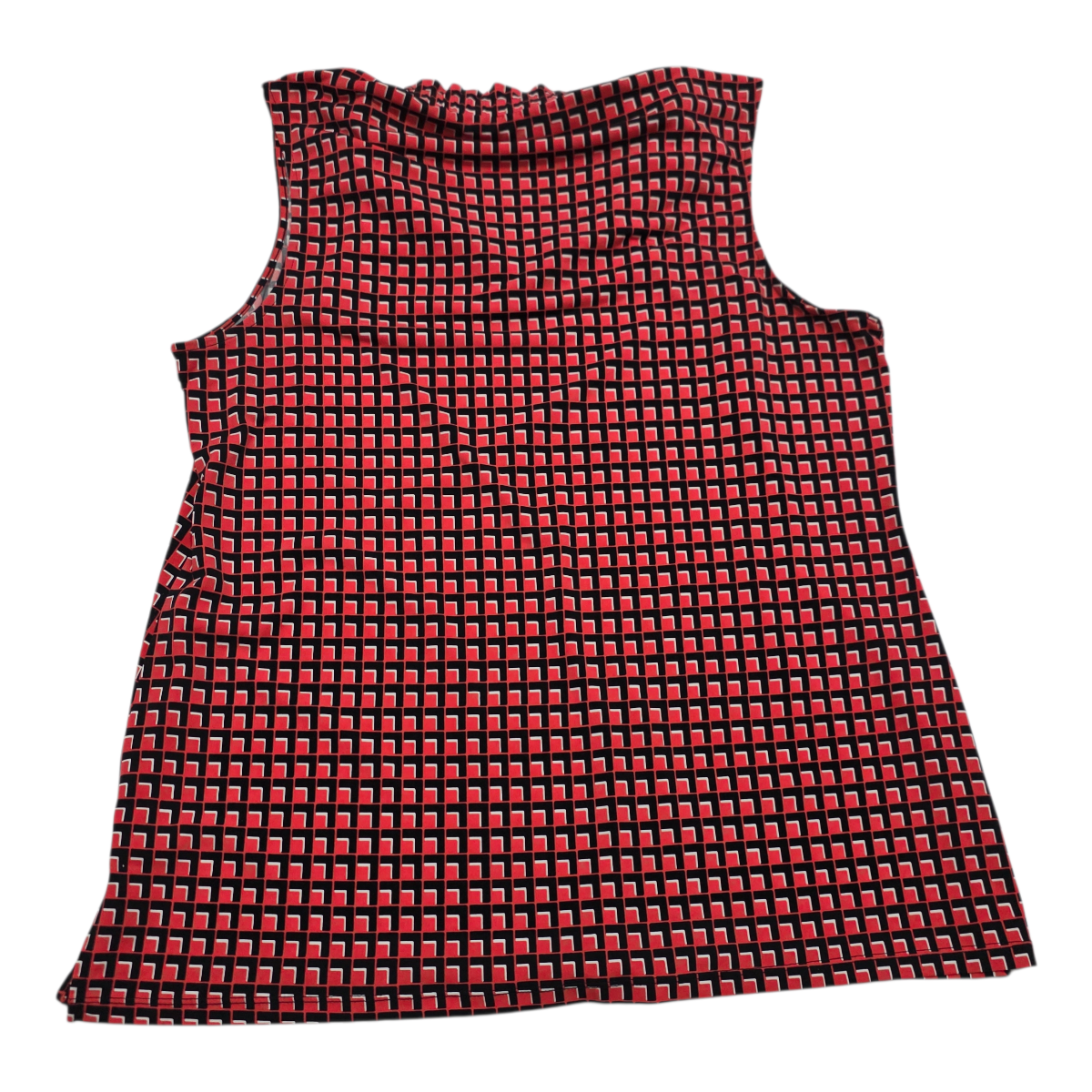 Blusa Michael Kors sin mangas negro/naranja cuadros con cordones