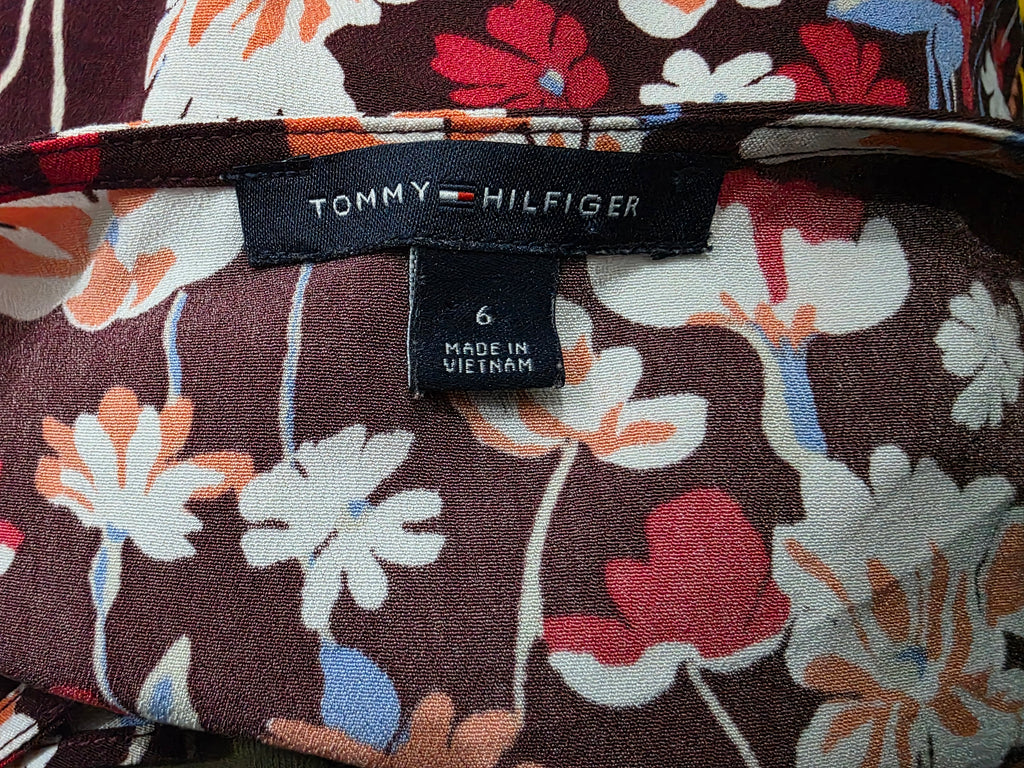 Vestido Tommy Hilfiger azul floreado de Mujer talla 6 manga corta