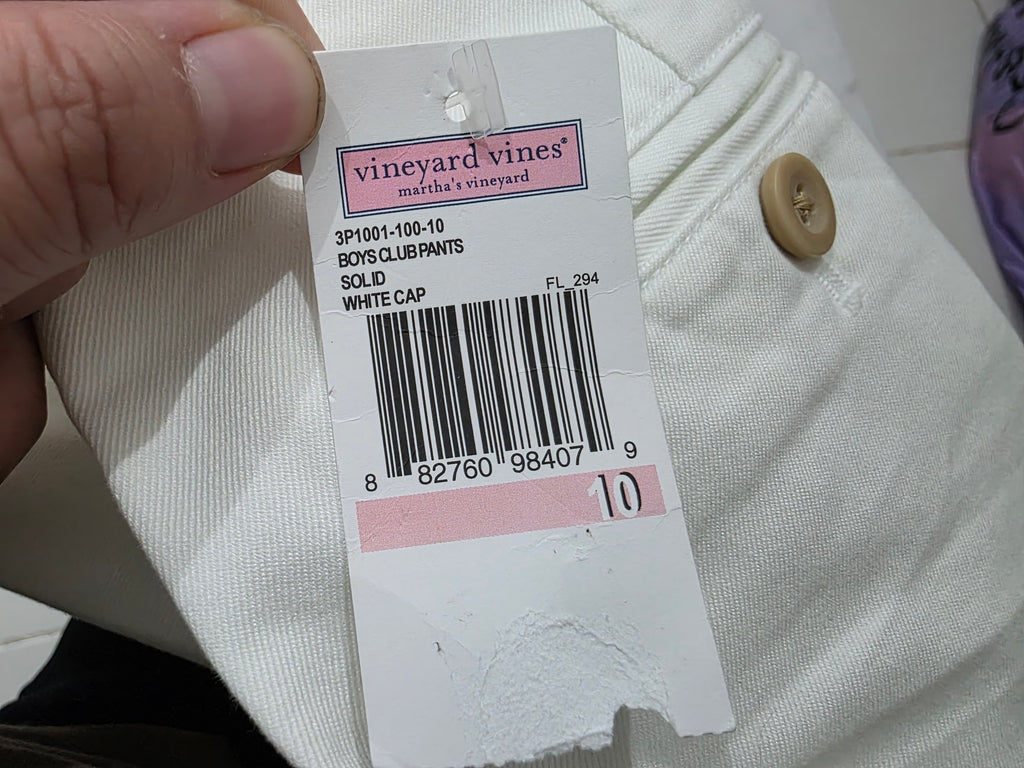 Pantalon Vineyard Vines talla 10 de Mujer color blanco  recto