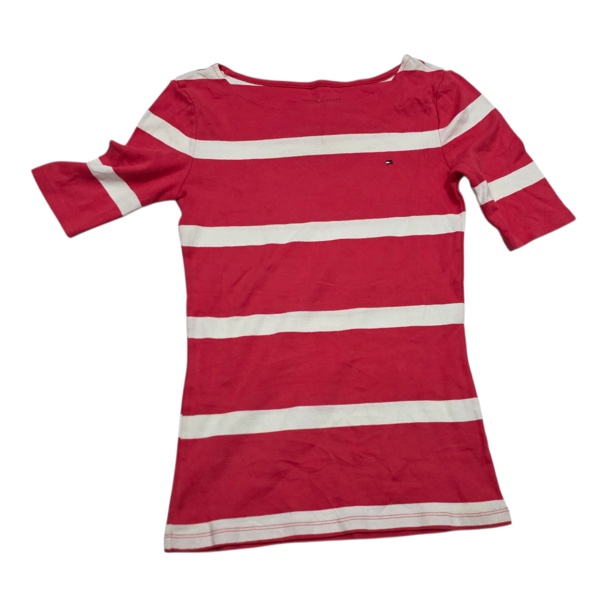 Playera Tommy Hilfiger de Mujer Extra Chica mamga corta color coral