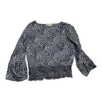 Blusa Michael Kors Manga Larga azul/gris con figuras de Mujer Mediana