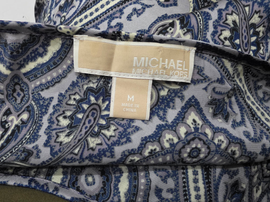 Blusa Michael Kors Manga Larga azul/gris con figuras de Mujer Mediana