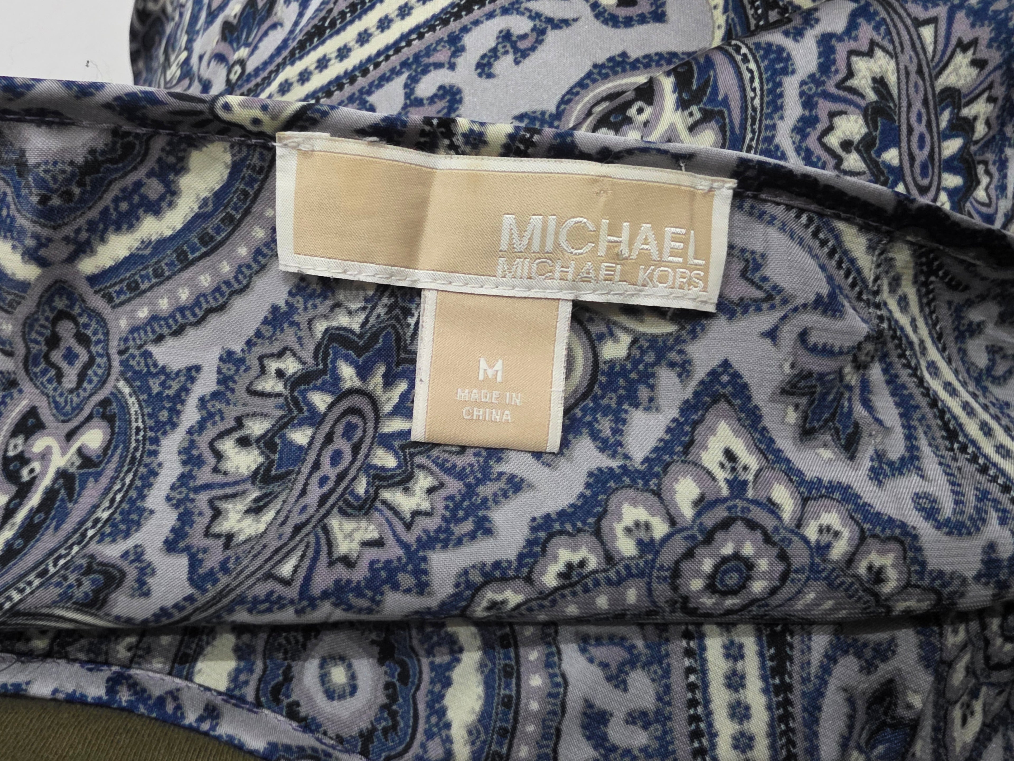 Blusa Michael Kors Manga Larga azul/gris con figuras de Mujer Mediana