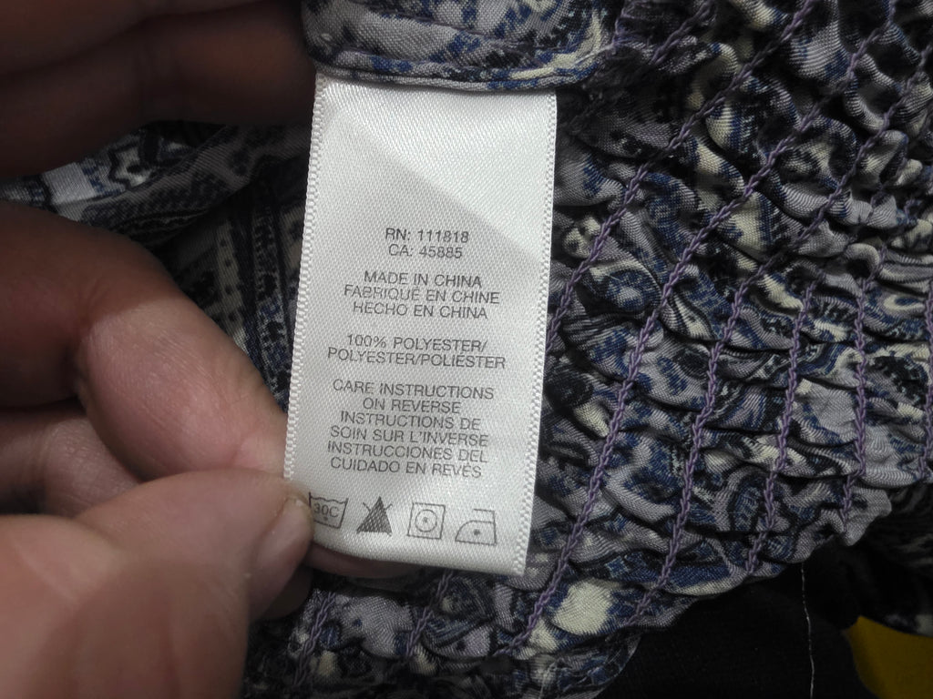 Blusa Michael Kors Manga Larga azul/gris con figuras de Mujer Mediana
