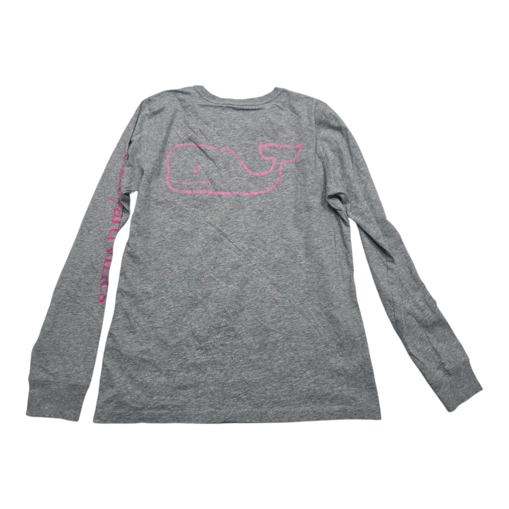 Playera Vineyard Vines gris com rosa Extra Chica manga larga