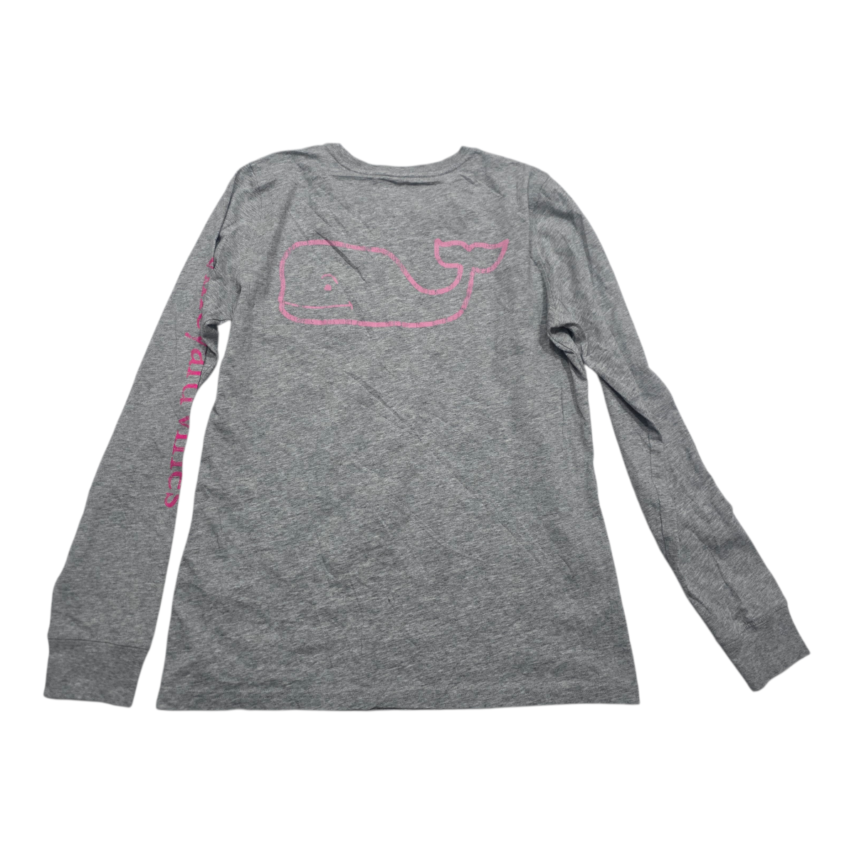 Playera Vineyard Vines gris com rosa Extra Chica manga larga