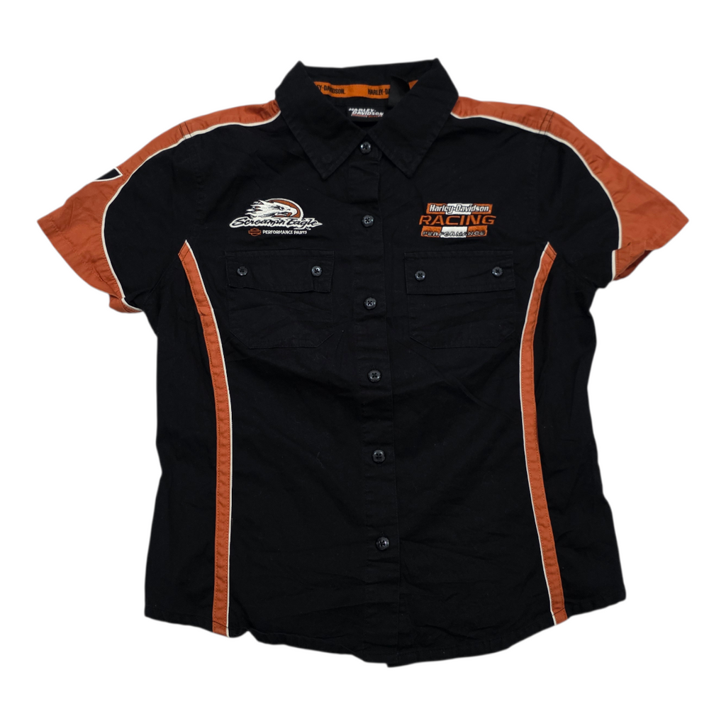 Camisa Harley Davidson de Mujer talla Chica naranja/negro