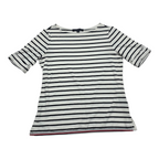 Playera Tommy Hilfiger de Mujer talla Chica blanca con lineas manga corta