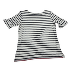 Playera Tommy Hilfiger de Mujer talla Chica blanca con lineas manga corta