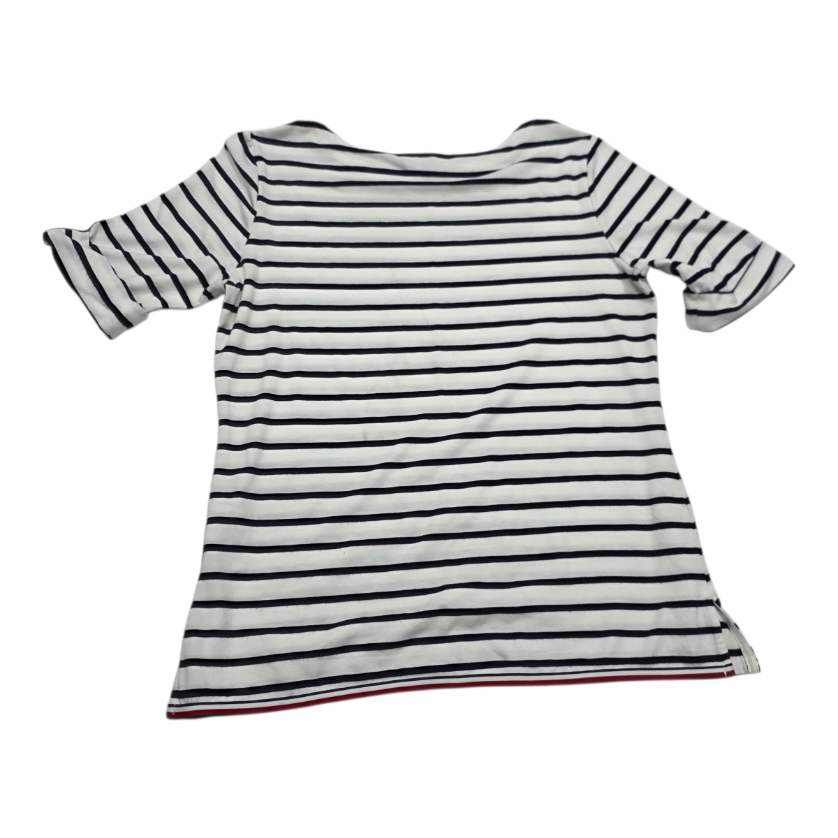Playera Tommy Hilfiger de Mujer talla Chica blanca con lineas manga corta