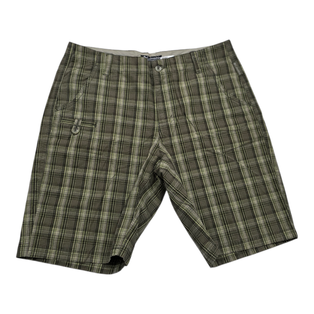 Bermuda Columbia de Mujer talla 8 cuadriculado color verde/cafe