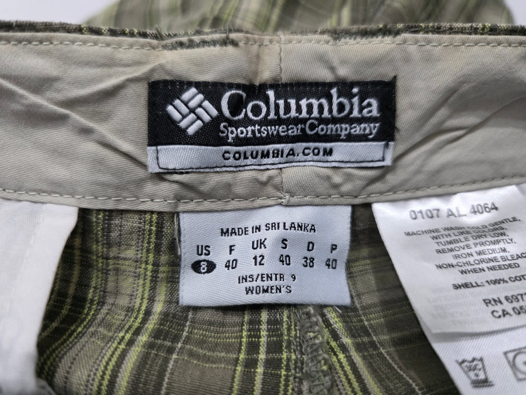 Bermuda Columbia de Mujer talla 8 cuadriculado color verde/cafe