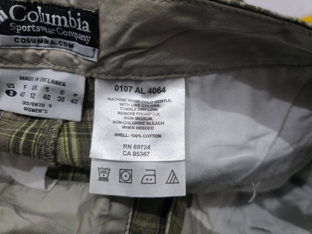 Bermuda Columbia de Mujer talla 8 cuadriculado color verde/cafe