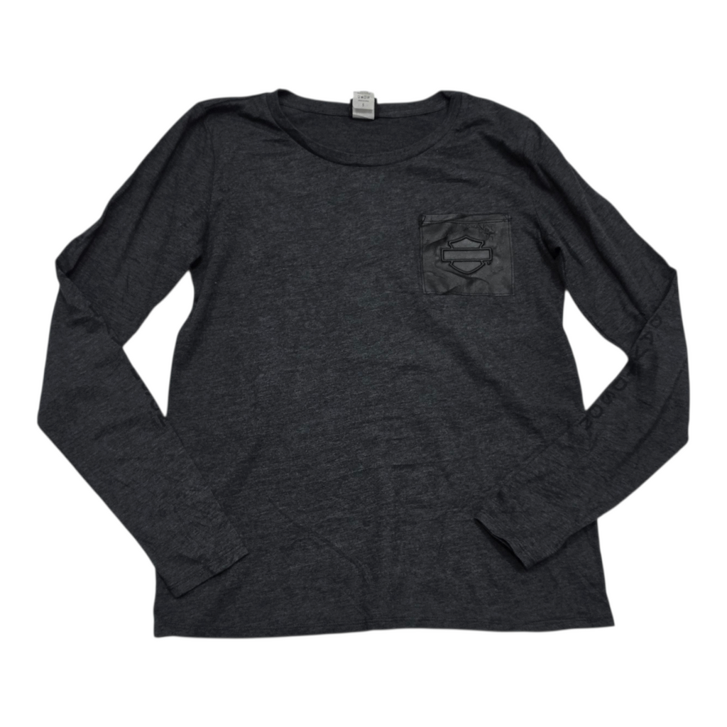 Playera Harley Davidson De Mujer Talla Chica Gris Oscuro