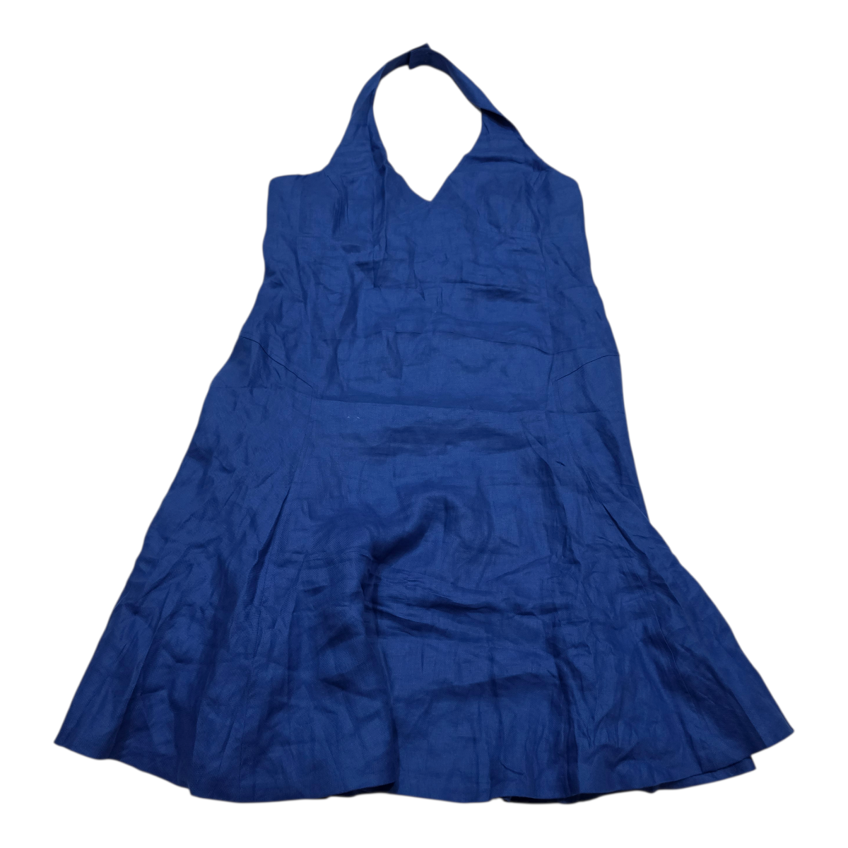 Vestido Ralph Lauren Halter Color Azul Lino Talla 14 Mujer