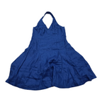 Vestido Ralph Lauren Halter Color Azul Lino Talla 14 Mujer