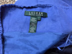 Vestido Ralph Lauren Halter Color Azul Lino Talla 14 Mujer