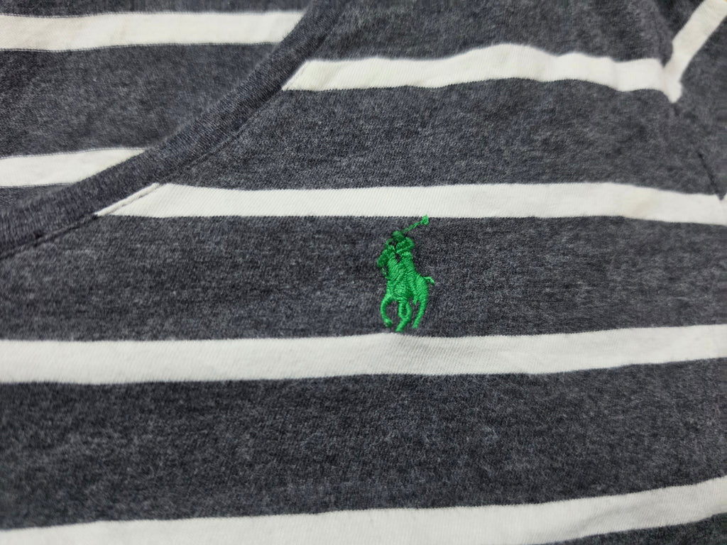 Playera Ralph Lauren Mujer Extra Grande Color Gris Rayada Verde Lisa Xl Rayada