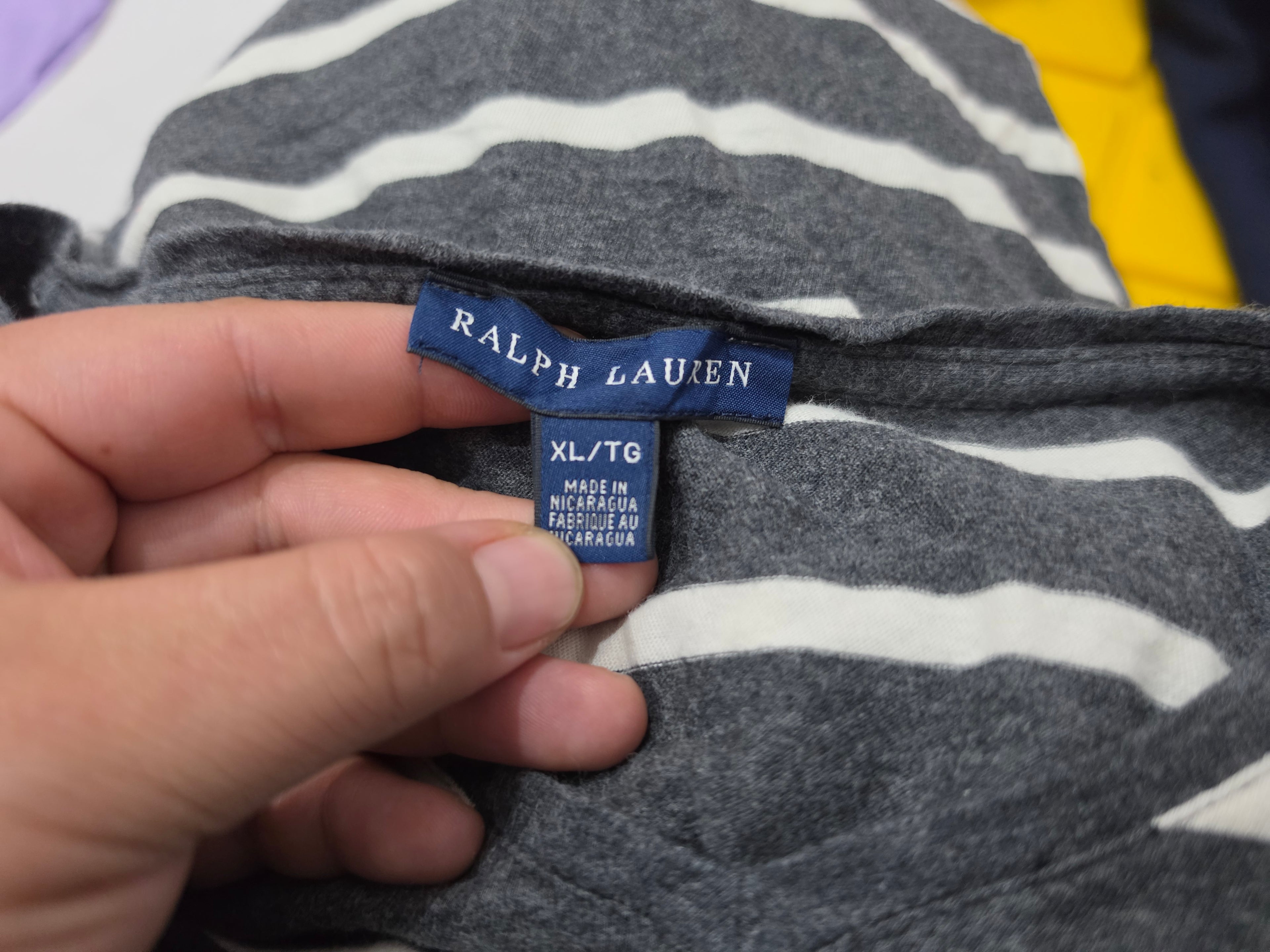 Playera Ralph Lauren Mujer Extra Grande Color Gris Rayada Verde Lisa Xl Rayada