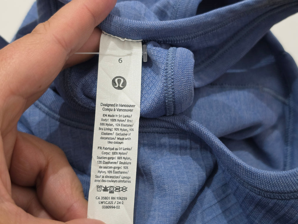 Playera Crop Top Lululemon Azul Acero De Mujer Talla 6