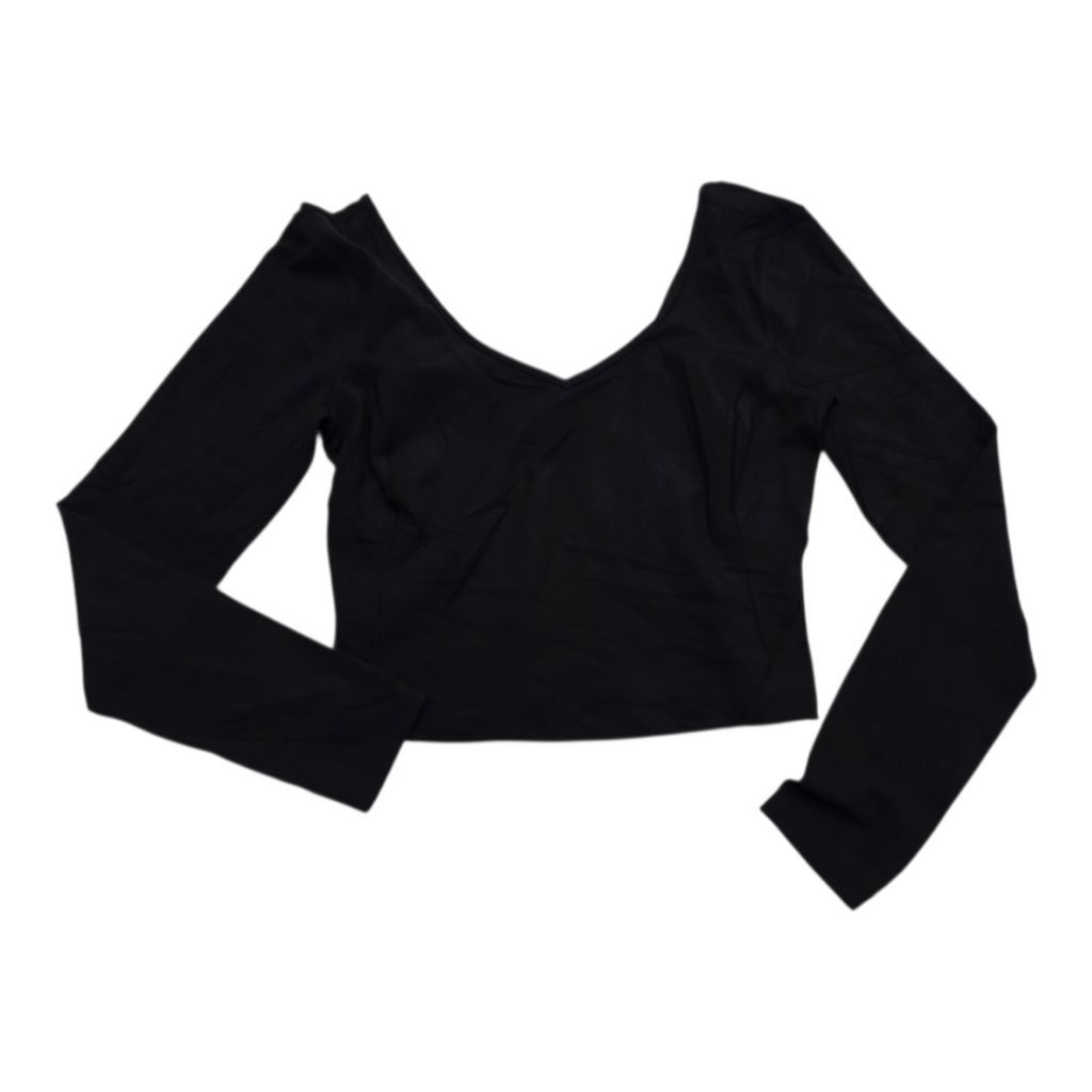 Playera Crop Top Manga Larga Lululemon Color Negro Talla 8
