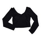 Playera Crop Top Manga Larga Lululemon Color Negro Talla 8