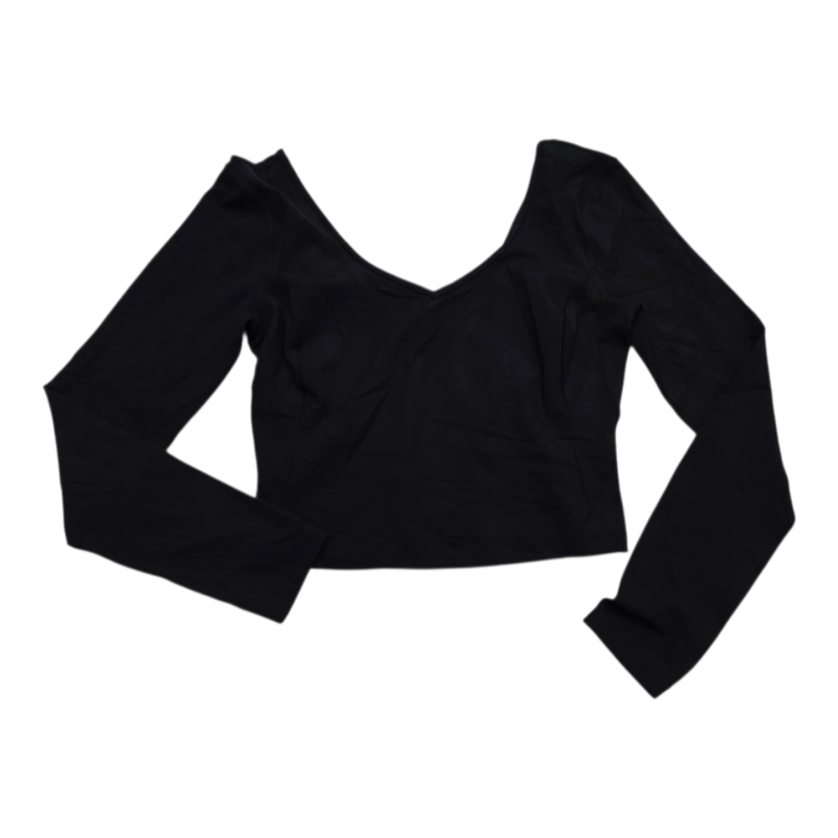 Playera Crop Top Manga Larga Lululemon Color Negro Talla 8