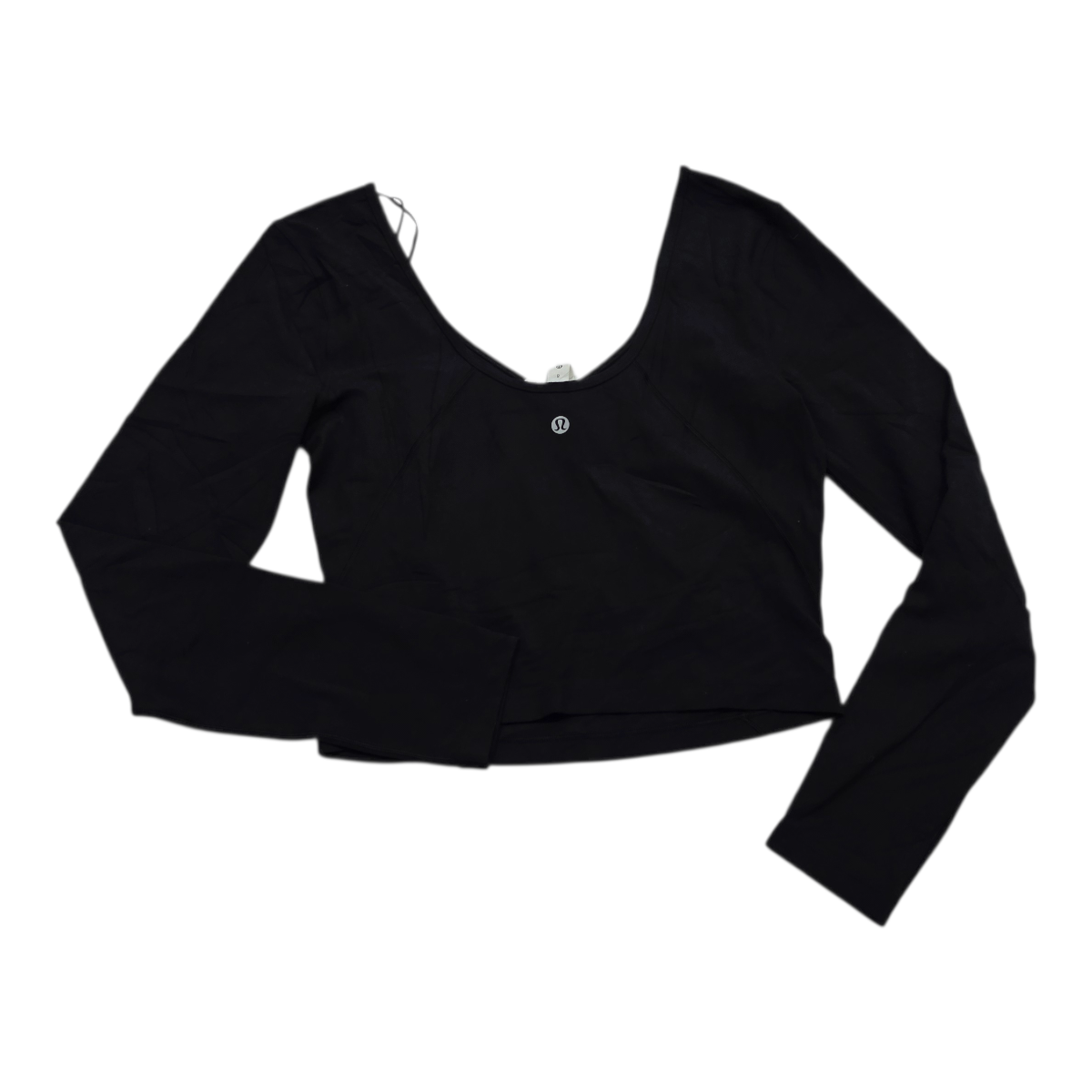 Playera Crop Top Manga Larga Lululemon Color Negro Talla 8