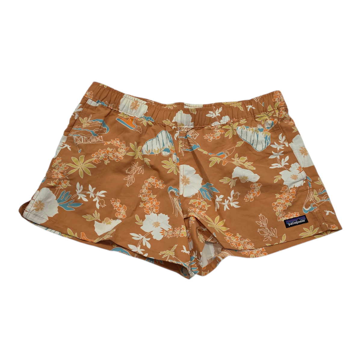 Short Patagonia De Mujer Color Naranja Floreada Mediana