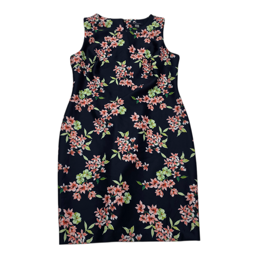 Vestido Tommy Hilfiger Azul Marino Floreada Sin Manga 14