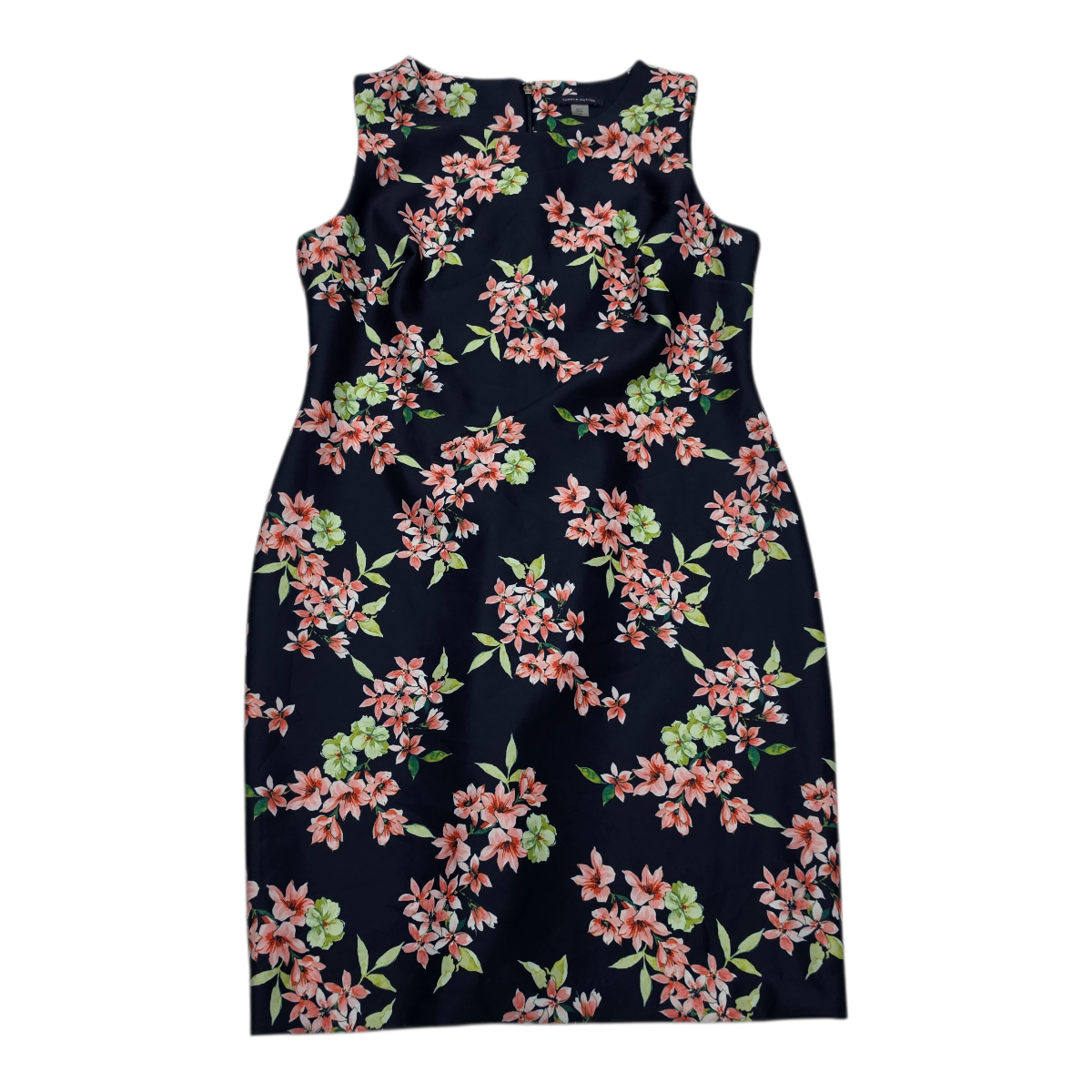 Vestido Tommy Hilfiger Azul Marino Floreada Sin Manga 14