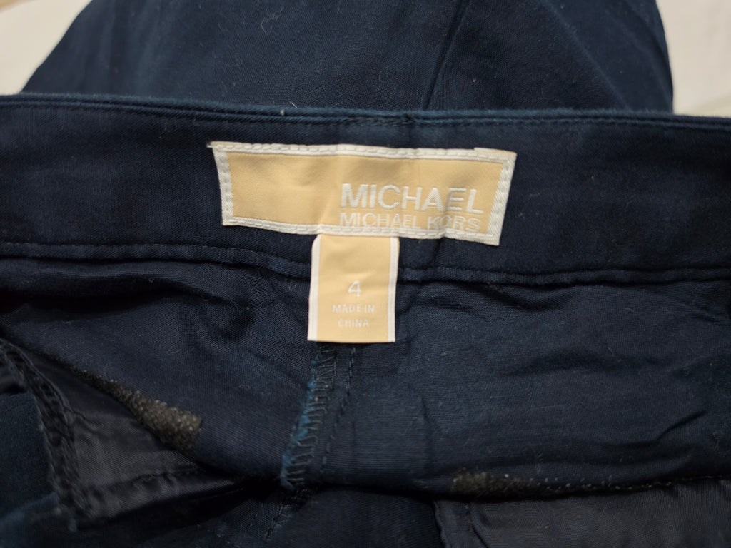 Pantalon Michael Kors Talla 4 Azul Marino Con Cierres Dorado