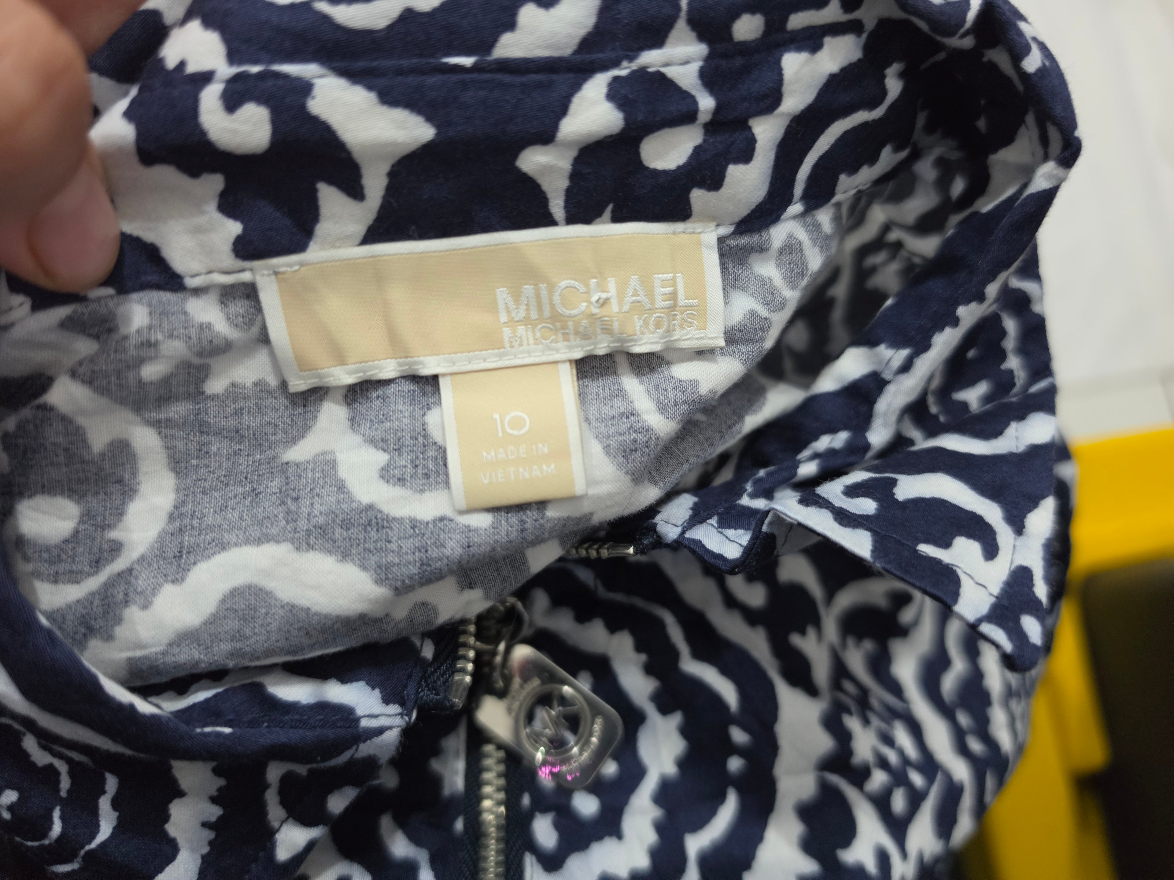 Blusa Michael Kors Mujer Talla 10 Con Cierre Azulblanco