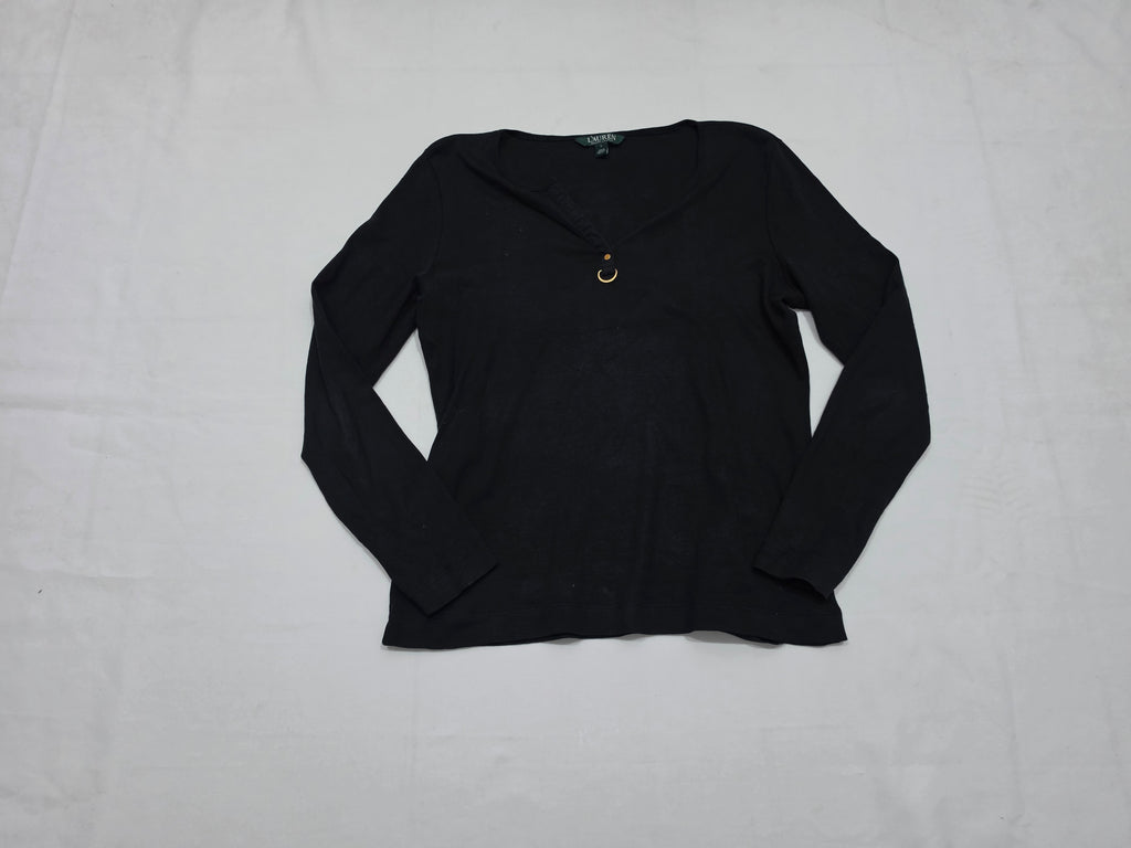 Playera Ralph Lauren Negro Con Dorado Manga Larga Grande